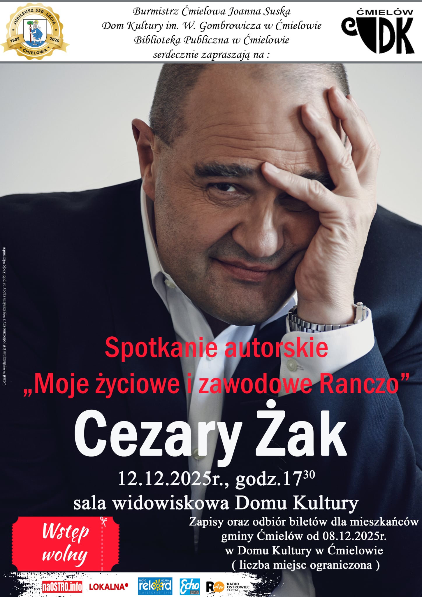 Spotkanie autorskie ” Moje życiowe i zawodowe Ranczo ” z Cezarym Żakiem.